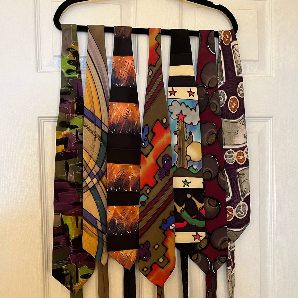 17 - Beautiful Hand Painted ROBERT DASKAI ties. All like new.